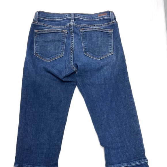 Principle Denim The Flirt Flare Cropped Mi Rise Raw Edge Jeans Size 27 - Picture 5 of 8